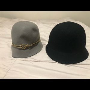Grey vintage hat and black hat